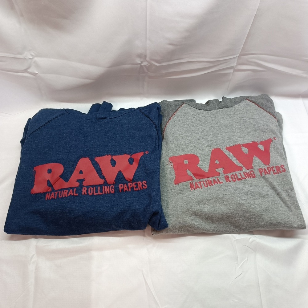 Lot Of 2 RAW Rolling Papers Shirts Women's S Gray Navy Lightweight Pull‎ Over